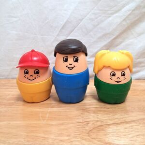Lot of 3 Vintage Little Tikes Jumbo/Chunky People Girl Green Boy Yellow Dad Blue